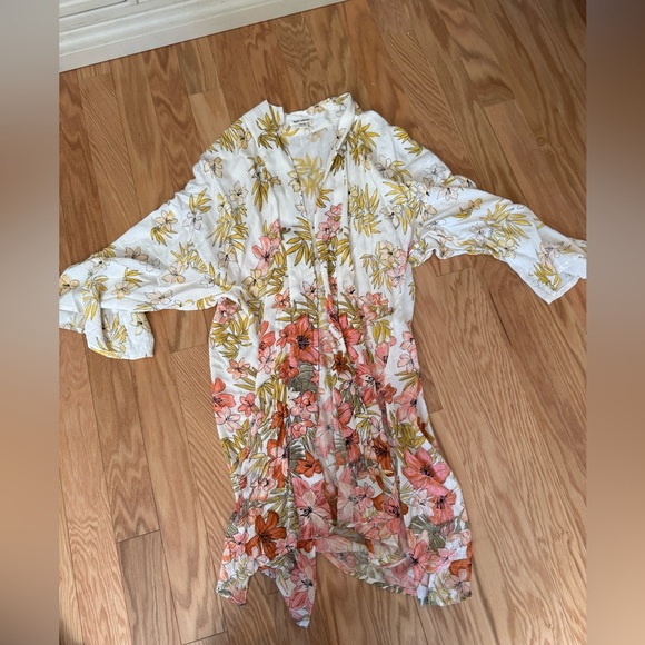 Billabong Floral Kimono with Pink and Yellow Accents - Picture 1 of 3